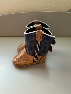 Old West Brown and Blue Toddler Western Boots